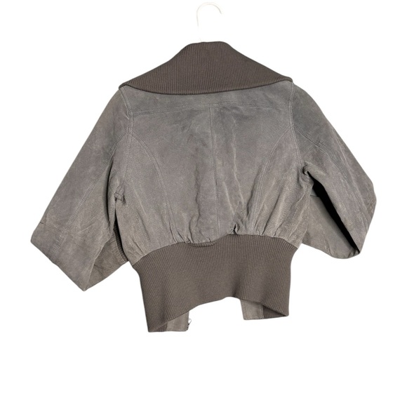 Therapy women gray long sleeve genuine 100% leather suede jacket size S - Picture 3 of 5